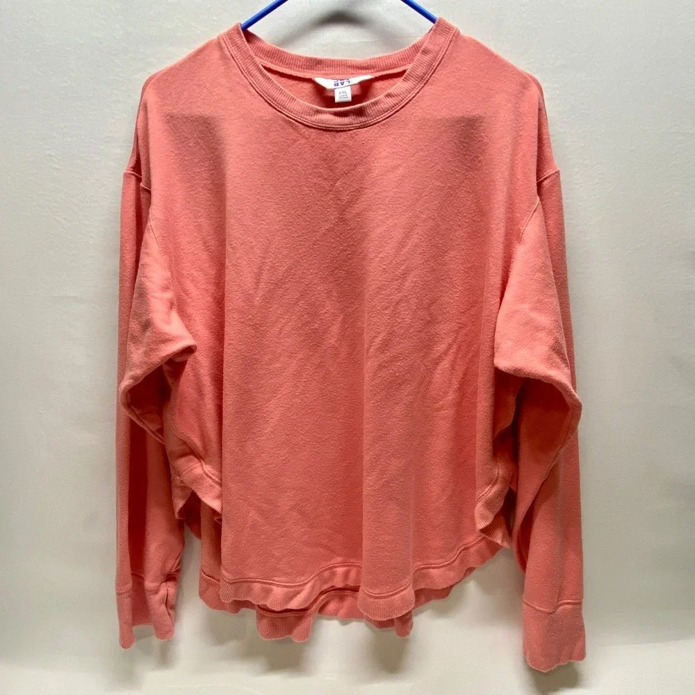 Joy Lab Activewear Top Women's XXL Pink Coral Modal Blend‎ Long Sleeve Pullover